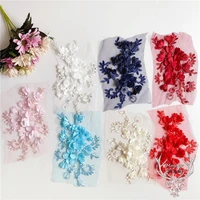 1 pair 7 colors romantic stereo nail bead flower evening dress diy adornment decals headwear lace fabric patch embroidery