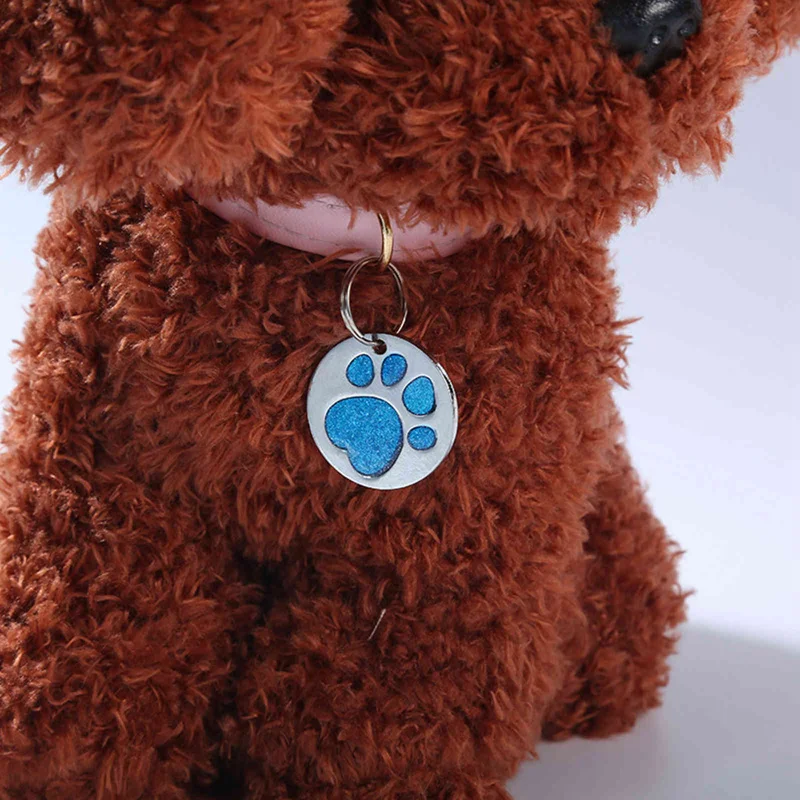 

Custom Dog Tag Engraved Pet Dog Collar Accessories Personalized Cat Puppy ID Tag Stainless Steel Paw Name Tags Pendant Anti-lost