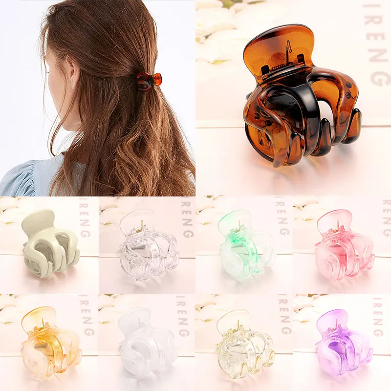 

New Irregular Hair Claw Solid Color Acrylic Plastic Small Crab Clip For Women Girls Fashion Hair Tins Clamps Hair Accessories