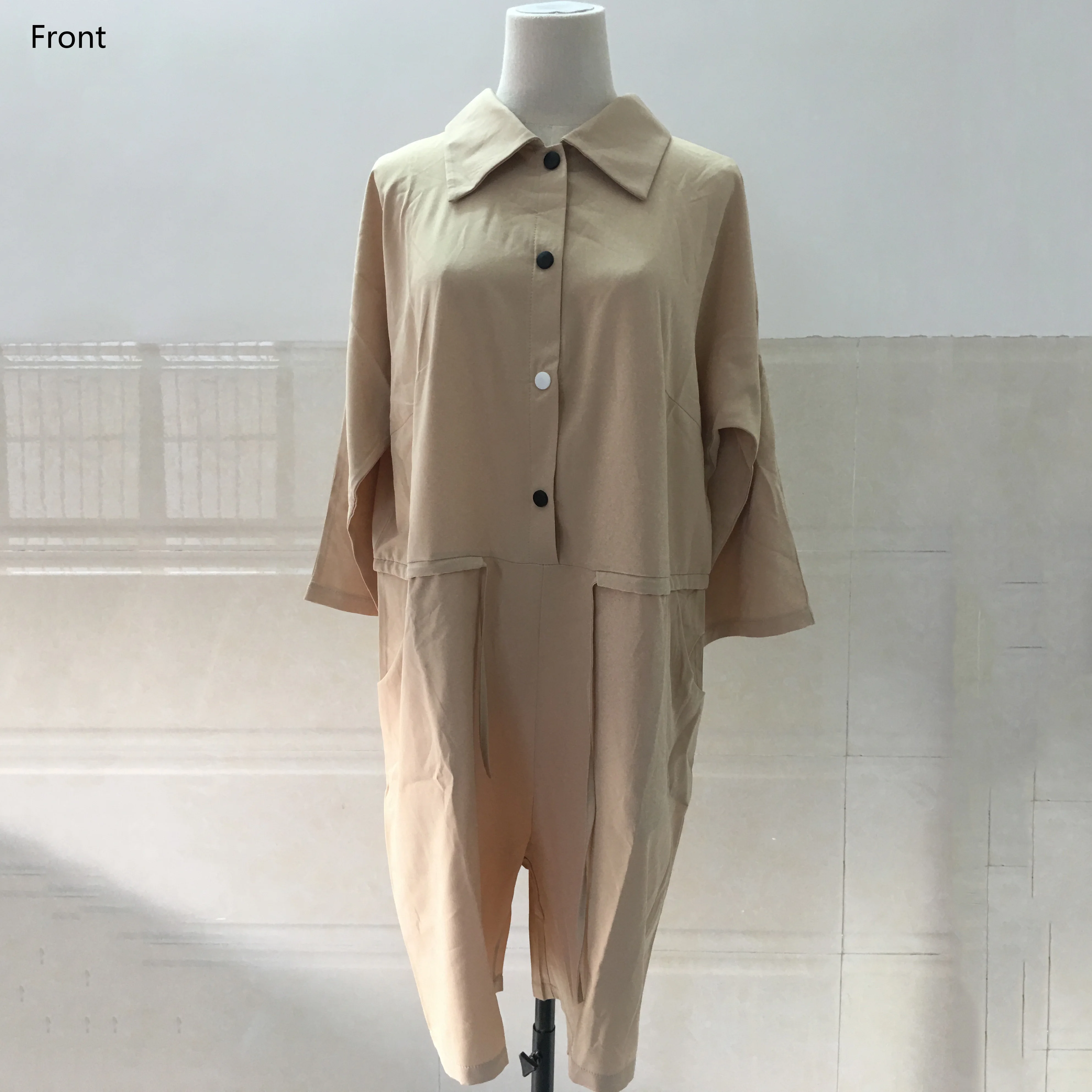 Women Plus Size 4xl 5xl Playsuits Turn Down Collar Single Breasted Bodycon Short Elegant Fashion High Street Rompers & Jumpsuits