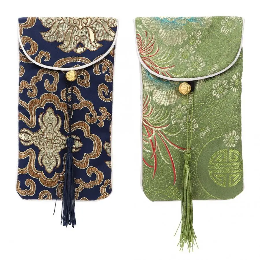 Винтажный китайский стиль вышитые украшения сумка для хранения переносной очки