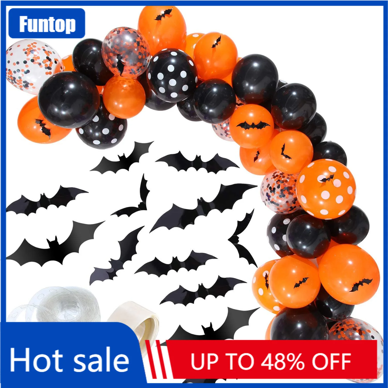 

113 Pcs Halloween Balloon Arch Garland Kit Spider Balloon for Kids Halloween Theme Party Background Decorations
