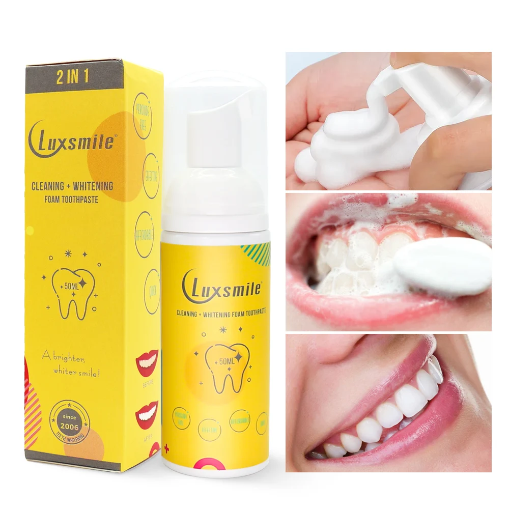 

Luxsmile 50ml Teeth Whitening Product Deep Cleaning Bleaching Teeth White Foam Toothpaste Oral Whiten Fresh Breath Whitening