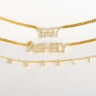 Ожерелье из циркония с именем под заказ, персонализированные бриллианты, 9 мм, буквы блестящее ожерелье, ювелирные изделия для женщин, подарки