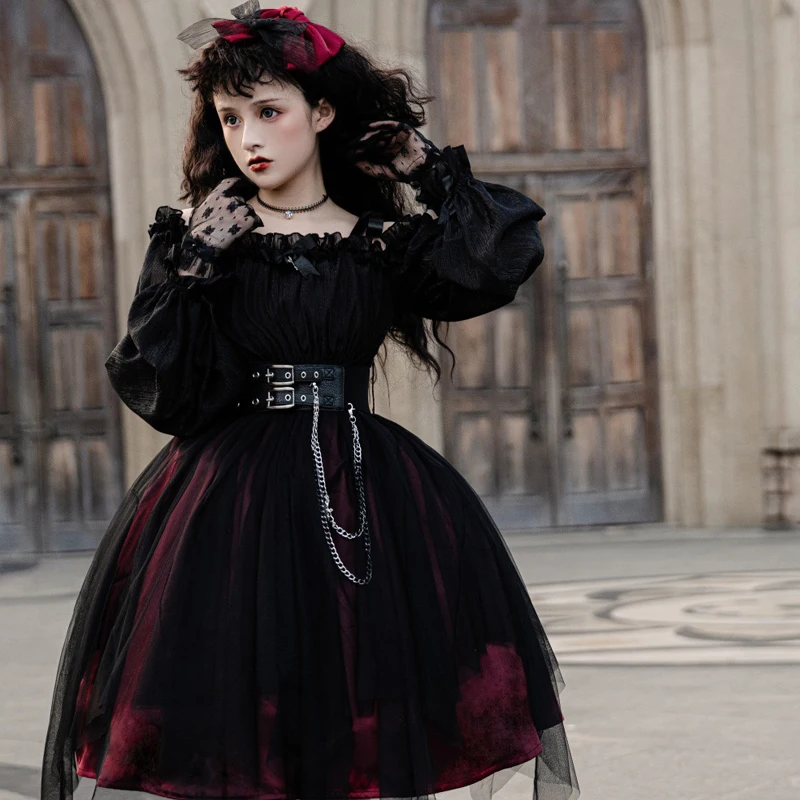 

Black Lolita Dress Women Goth Clothes Women Punk Gothic Vintage Gothic Lolita Summer Kawaii Dress Halloween Lolita Cosplay Dress