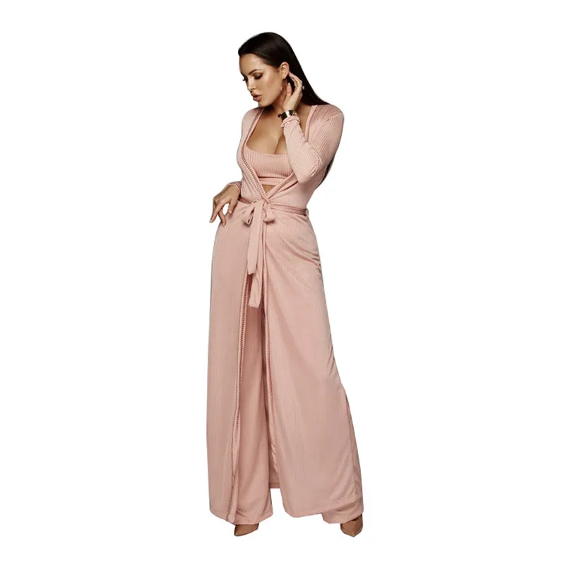 

2020 2021 Full Elastic Waist Ankle-length O-neck Cotton Rushed None Women Winter New Stretch Knit Suit