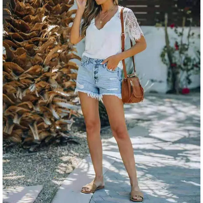 

Fashion Tassel Women Jeans 2021 Summer New Casual Short Denim Jeans for Women Oversized 2XL