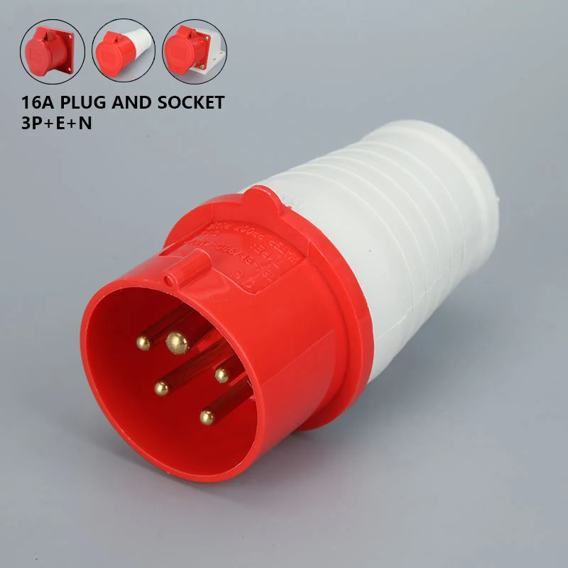 

16A 5 Pin IP44 3P+E+N Industrial site Plug sockets 220~415V Male/Female Connectors waterproof Power ELECTRIC Plug & Sockets