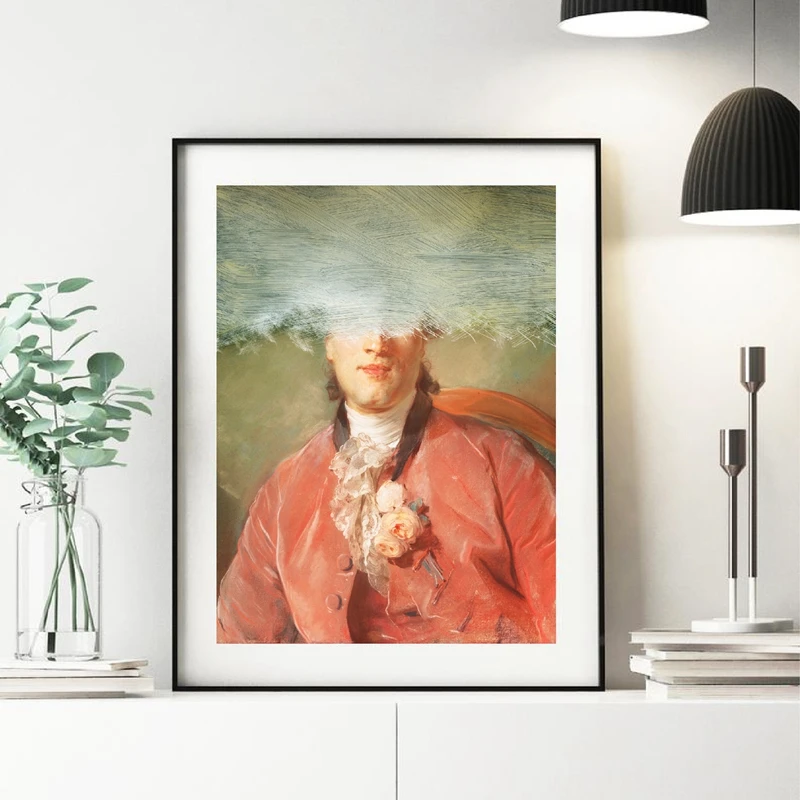 Измененное искусство винтажный портрет мужчины и женщины Пастельная картина