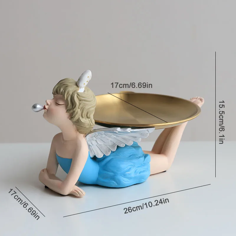 

Nordic Style Girl Resin Statue Decoration Metal Tray Modern Home Decor Table Decoration Accessory Living Room Decoration Gifts