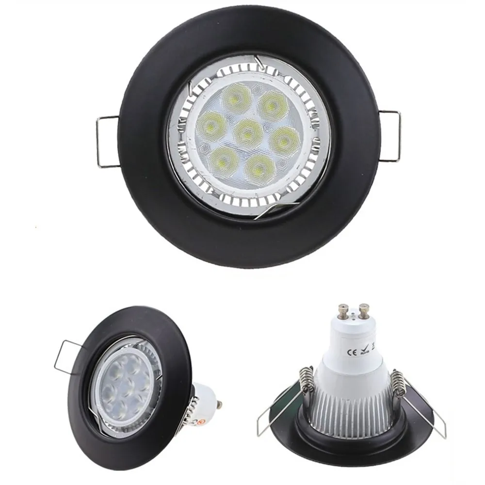 Black White Round Recessed LED Ceiling Light Frame MR16 GU10 Bulb Fixture Downlight Holder Spot Fitting For Housing | Освещение
