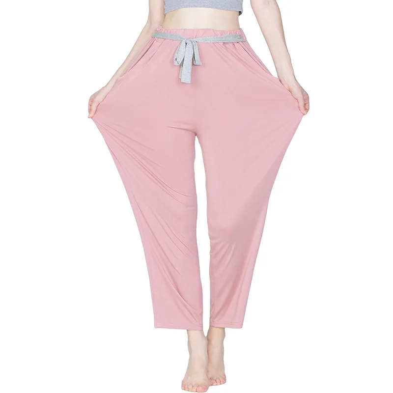 Широкие штаны для мальчиков хлопковые однотонные женские Спальные пижамы