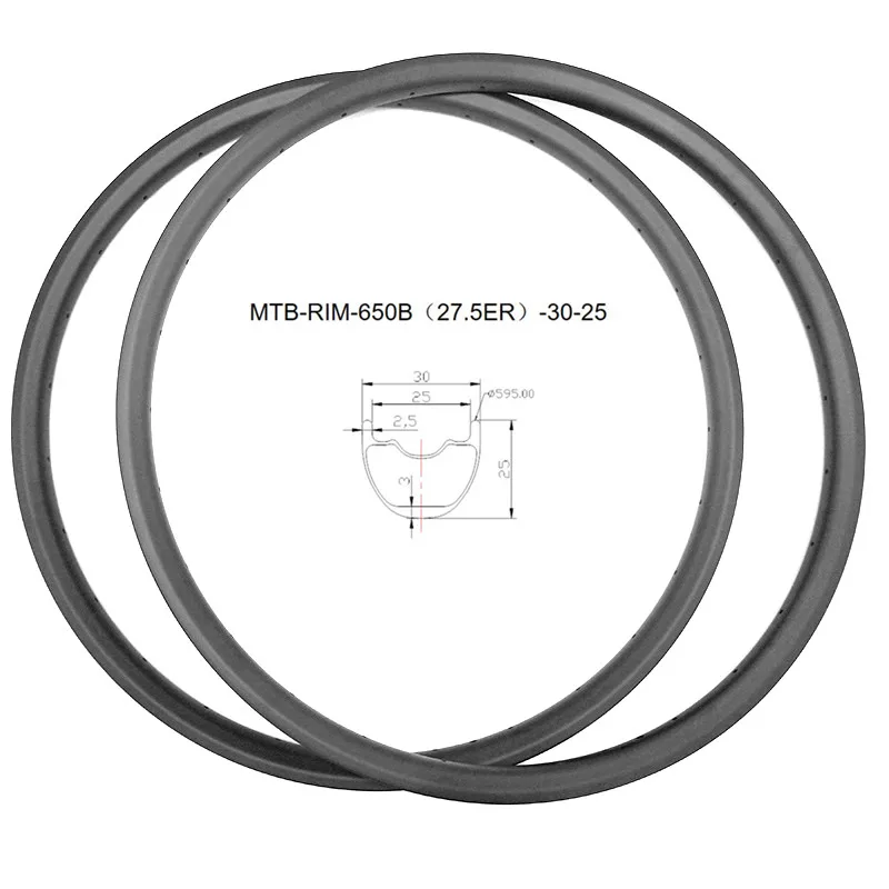 

Graphene 27.5er carbon mtb disc rims 30x25mm hookless carbon mtb rims bike tubeless Mountain bike rim 360g ERD 551mm