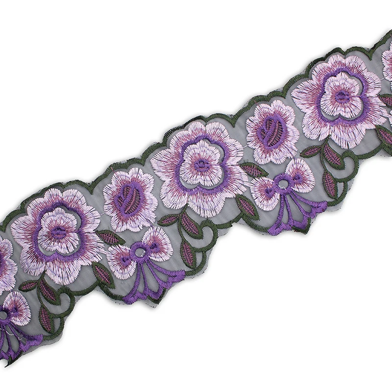1 Ярд 10см Ширина 3D Красочная Красная Цветочная Ручная Вышивка Кружевная Ткань Лента Высокого Качества Африканское Свадебное Платье Одежда.