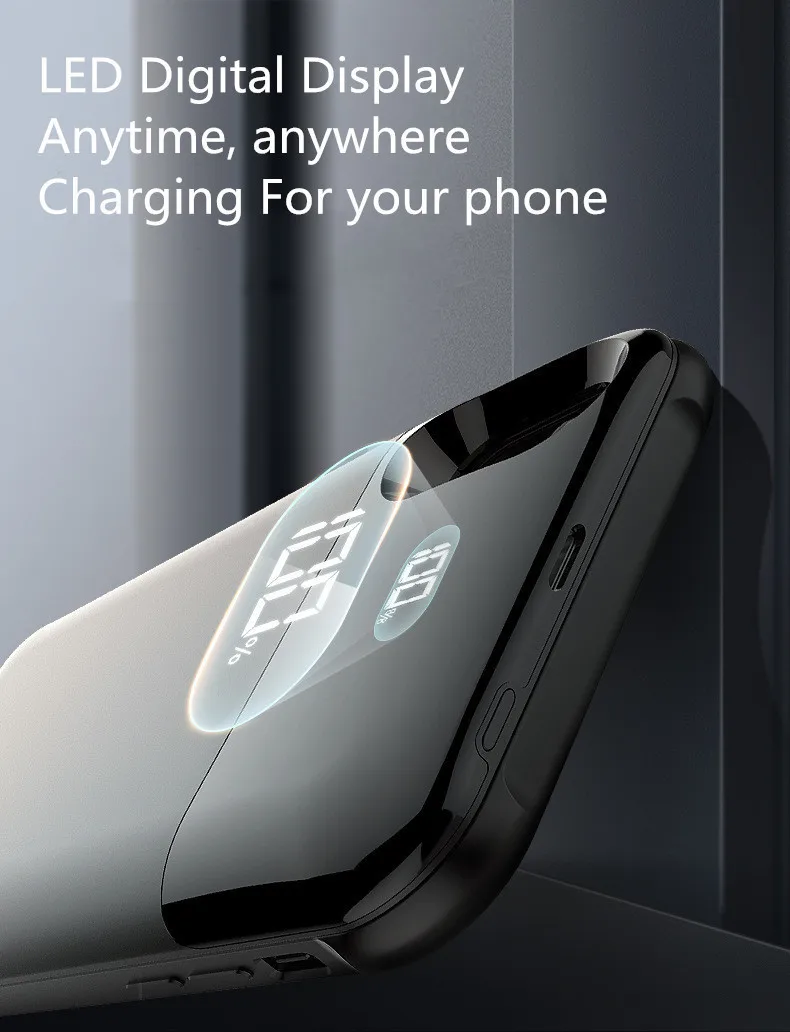 Беспроводной Чехол для зарядного устройства для iphone XS MAX XR X XS 5500 мАч, внешний аккумулятор, зарядка с цифровым дисплеем, чехол для зарядного устройства s