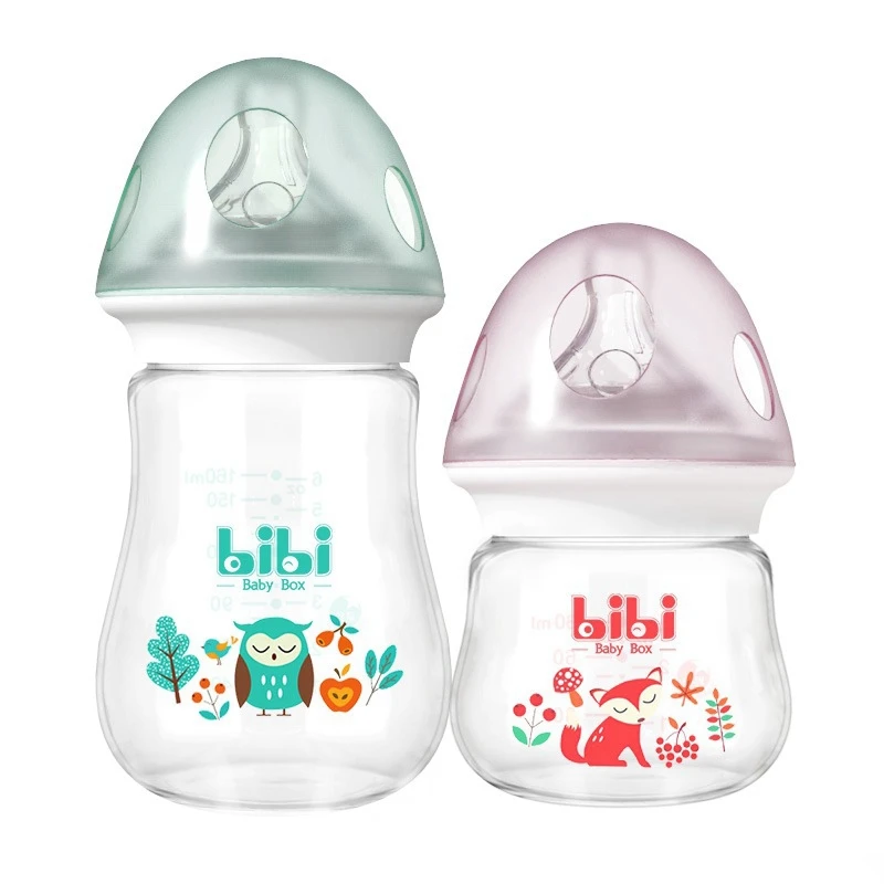 

80ml/160ml Baby Bottles Milk Feeding Bottles Drinking Newborn Nursing Bottle with Silicone Nipple Glass Cup Botellas Para Bebe