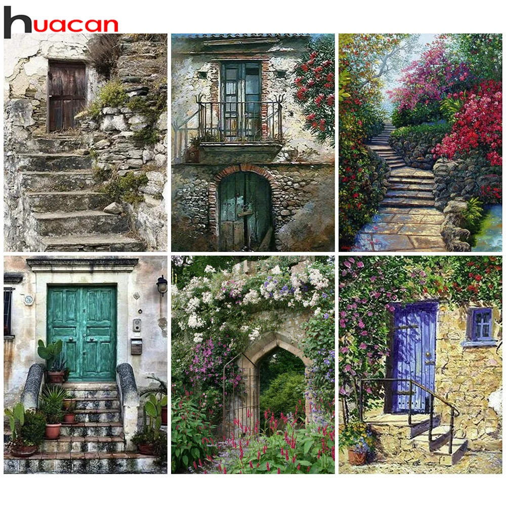 

Алмазная живопись Huacan, полноразмерная вышивка с цветами, для домашнего декора, мозаика, вышивка крестиком настенные наклейки с пейзажами