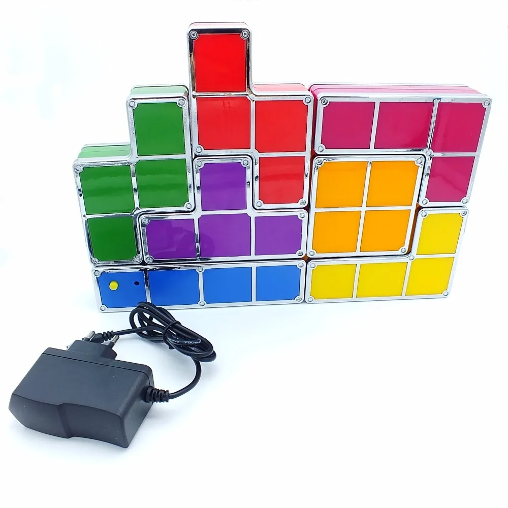 DIY Tetris светильник головоломка Штабелируемый светодиодный блок светодиодная