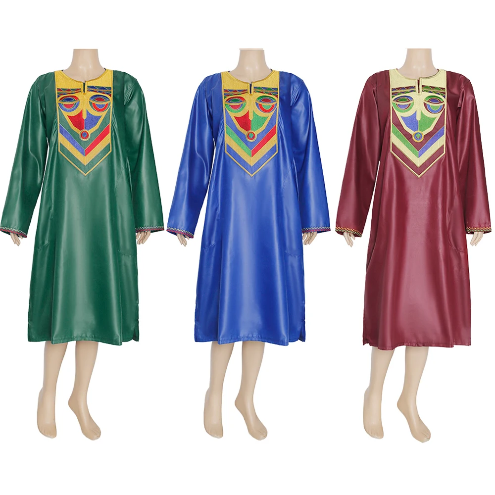 

MD Embroidery Dashiki Dress For Women African Ankara Robe Long Sleeve Plus Size Boubou Muslim Fashion Abaya 2021 Lady Kaftan