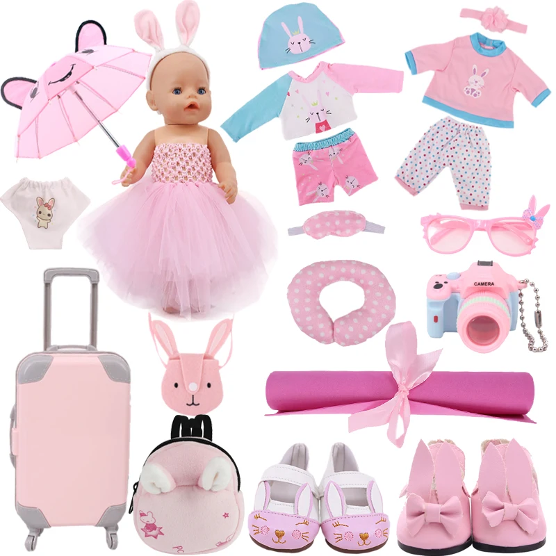 Платье на бретельках пижама накидка рюкзак из ПУ кожи для кукол 18 дюймов 43 см