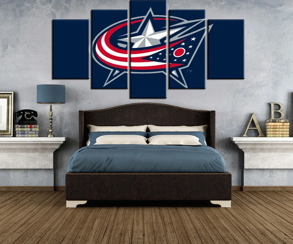 

Framd 5 Piece HD Print Ice Hockey Star Sport Logo Modern Decorative Paintings on Canvas Wall Art for Home Decorations Wall Decor
