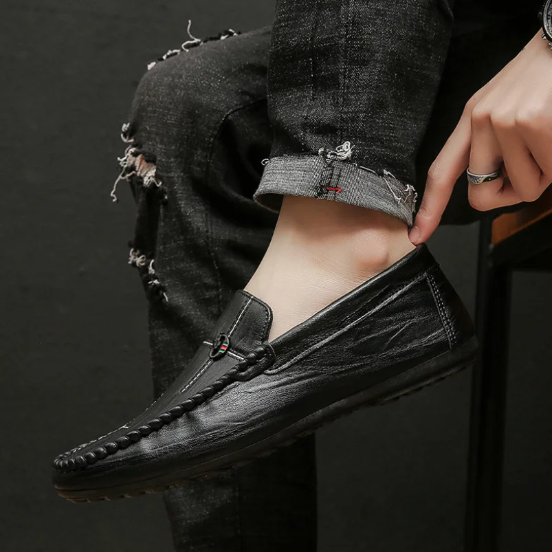 

Men Shoes Casual Breathable Loafers Men PU Leather Comfortable Flat Men Shoes Outdoor Walking Footwear Zapatillas Hombre