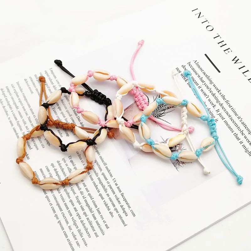 2019 Ins Shell браслет для женщин Femme Регулируемая белая веревка Seashell ноги лодыжки