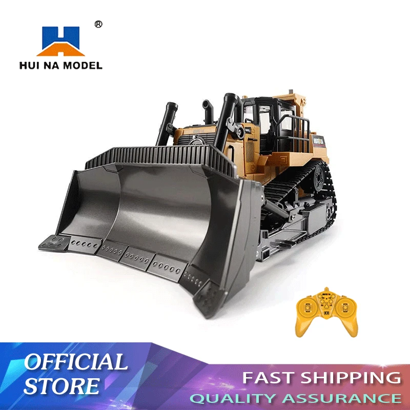 HUINA 1569 1:16 RC Bulldozer Remote Control Truck Excavator 8CH Caterpillar Radio Control Engineering Vehicle Toys for Boys Gift
