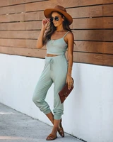 two piece set women 2021 spring summer new fashion tracksuit jogging lounge casual sport set women halter top long pants outfits