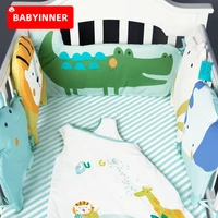 babyinner 5pcsset baby bed bumper cotton crib fence sheet child cartoon animals newborn cot protect anti collision room bedding