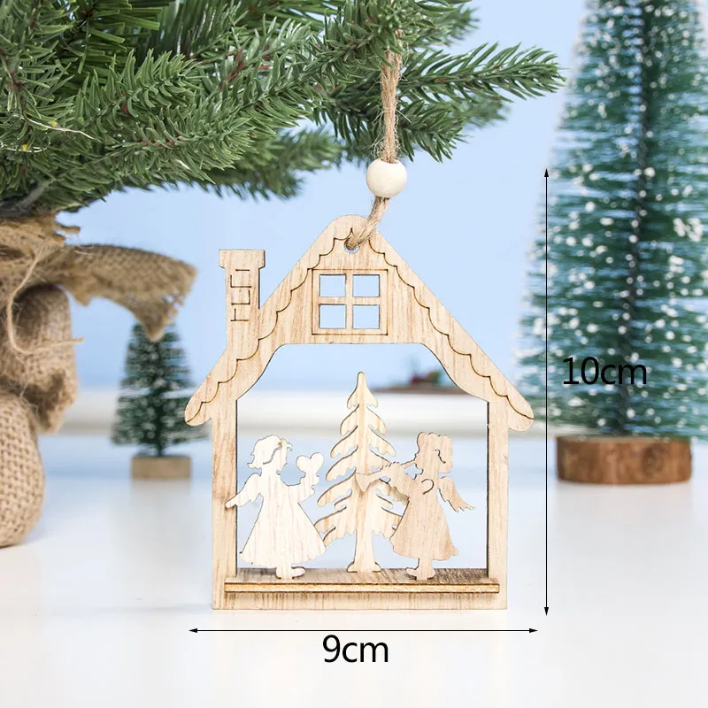 Рождественская деревянная подвеска, милый Санта-Клаус, снеговик, орнамент, Рождественская елка, подвесной декор, рождественские, новогодние, вечерние, для детей, подарки, 8