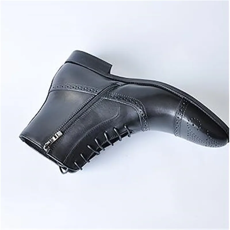 Мужские кожаные ботинки-броги ручной работы ботильоны с высоким берцем для