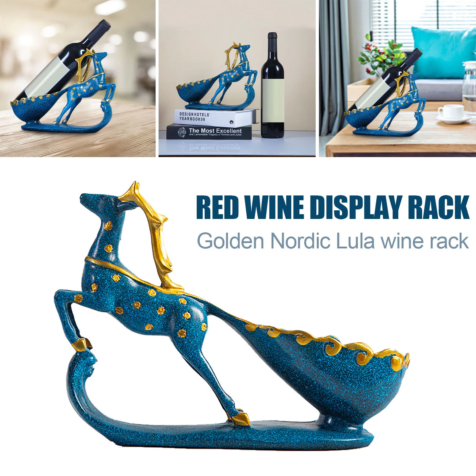 

Подставка для вина с оленем из смолы, настольный держатель для одной бутылки, креативное украшение для дома, спальни, гостиной, настольное у...