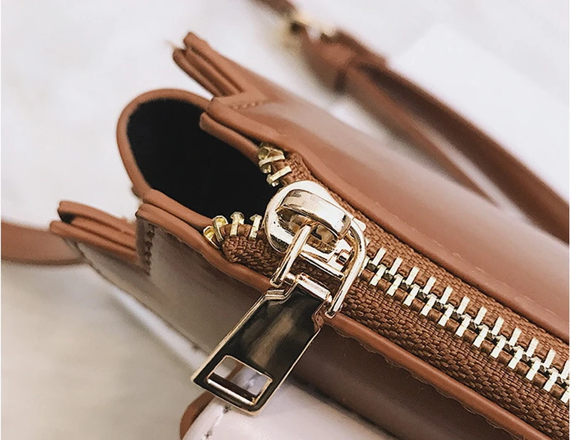Mododiino Patchwork Saddle Bag Ladies Bag Contrast Color Shoulder Bag Simple Half Moon Women Bag Leather Crossbody Bag DNV1271