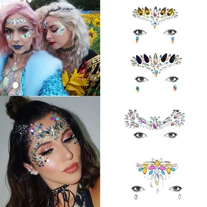 Акриловые зеркальные самоклеящиеся драгоценные камни, временное зеркальное украшение для празднивечерние макияжа глаз