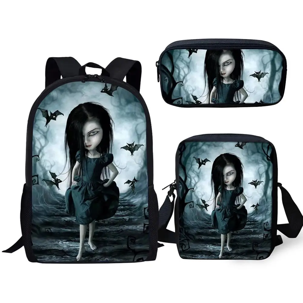 3 шт./компл. школьная сумка дизайнер рюкзак крутой в готическом стиле для девочек