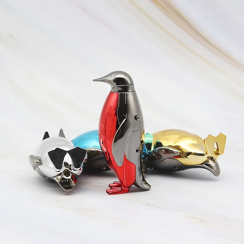 

Creative New Butane Open Flame Lighter Fun Toy Penguin Shape Gas Keychain Inflatable Lighters Smoking Accessories Funny Gadgets