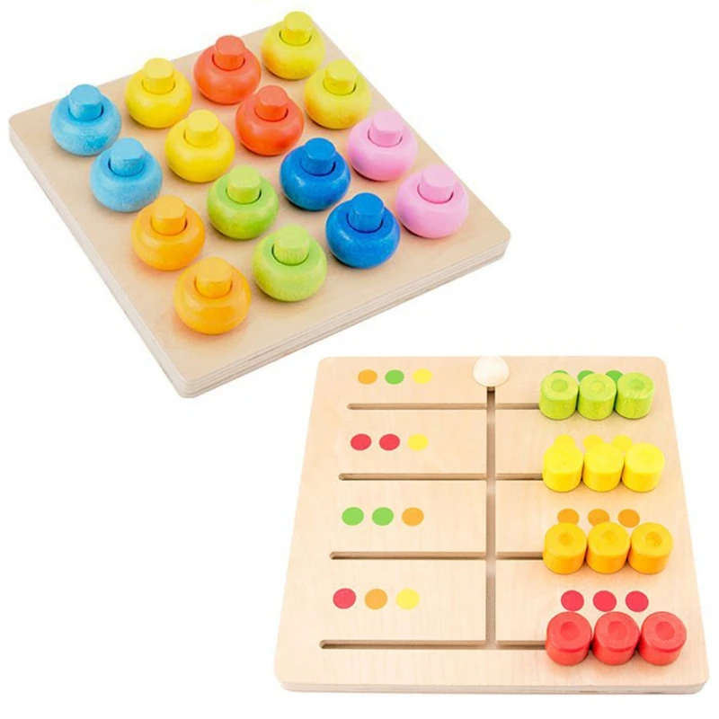 

Wooden Montessori Toy Color Matching Game Learning Board Logical Reasoning Training Children Kids Educational Toys DXAD