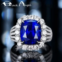 black angel luxury 5 carat royal sapphire fashion wedding blue gemstone 18k gold adjustable ring for women jewelry wholesale