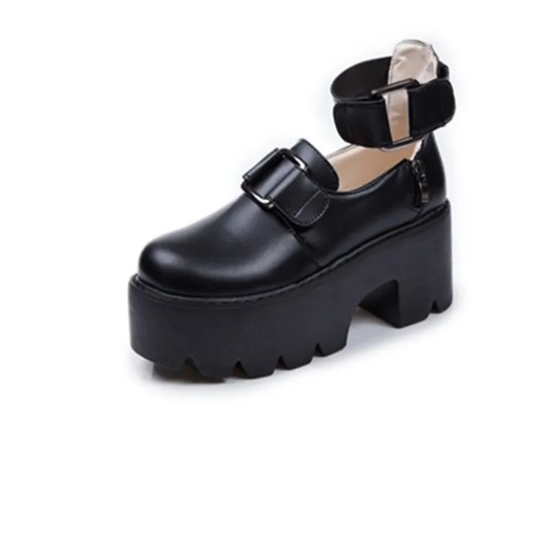 

Leather Platform Shoes Women Spring Autumn 2021 New Arrival Designer Black Fashion Ladies Flats Shoes Woman Harajuku Big Shoes