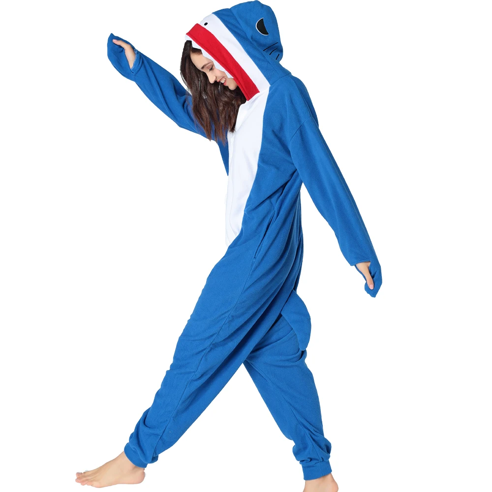 Кингуруми Акула Onesie для женщин мужчин взрослых животных кигуруми мультфильм подростков пижамы забавные праздничные вечерние костюмы на молнии Пуговицы комбинезоны