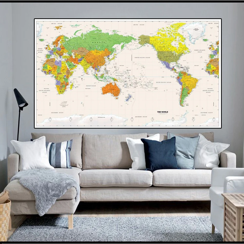 150x100 см карта мира политическая без флага Ретро настенный художественный плакат