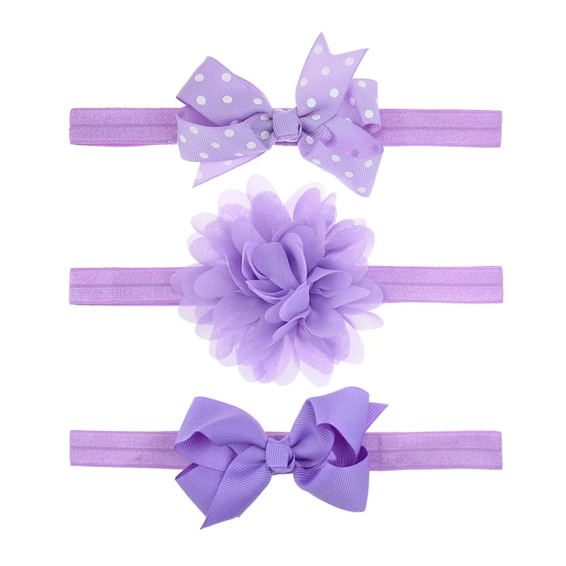 3 шт./лот повязка на голову с цветочным рисунком и бантом для новорожденных