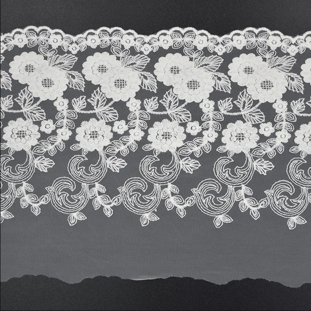 Белая хлопковая кружевная лента 2 метра вышитая отделка ткань для свадебного