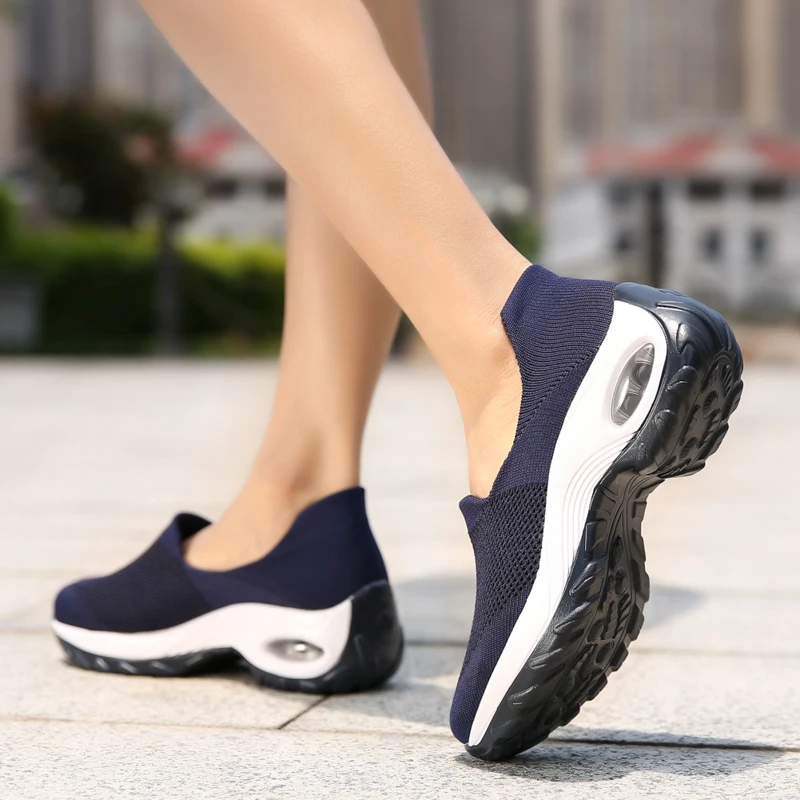 

Summer Fashion Women Sock Sneakers Thick Bottom Slip-On Lady Shoes Female Cushioning Casual Health Wedge Sneakers Femme Zapatos