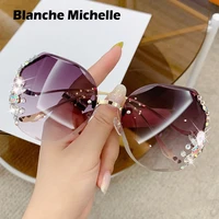 high quality diamond sunglasses women uv400 rhinestone gradient lens sunglass designer vintage sun glasses oculos gafas with box