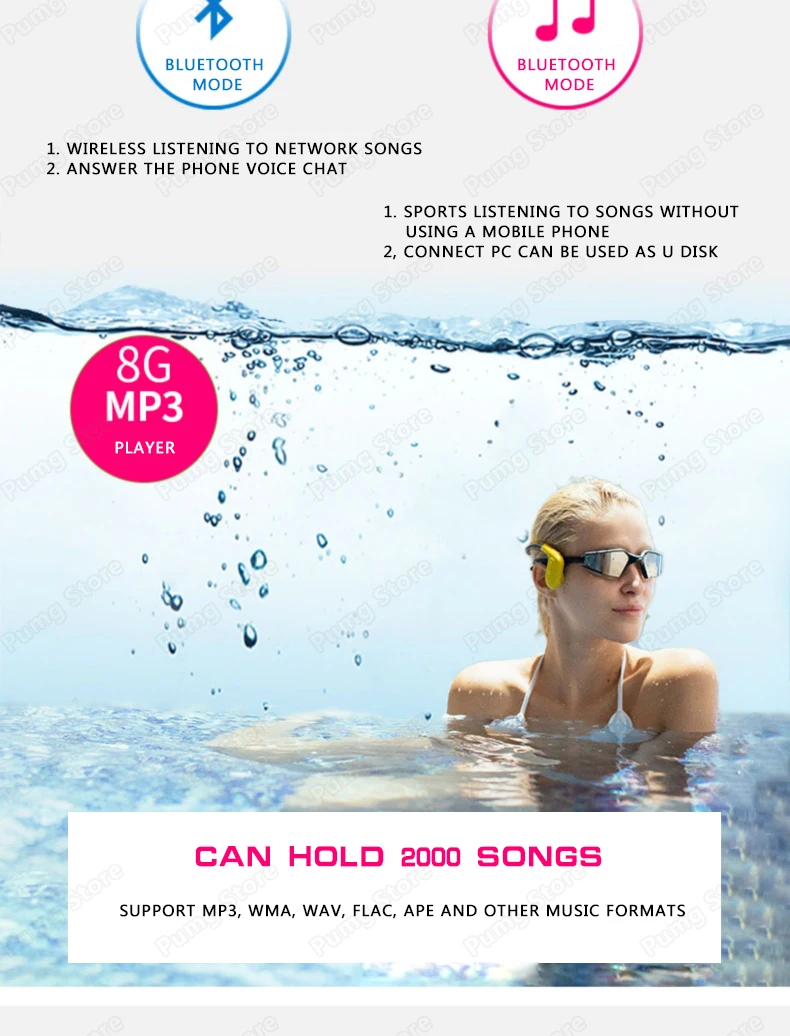 Tayogo IPX8 костная проводимость водонепроницаемый MP3-плеер bluetooth наушники подводный HIFI MP3 музыкальный плеер для плавания спорта