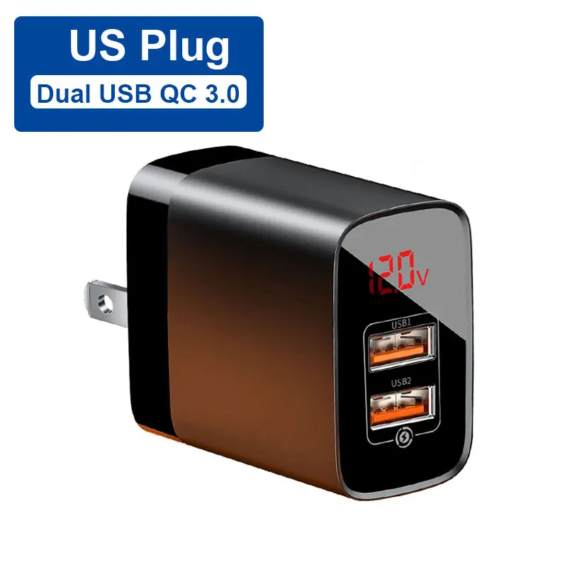 Dual QC 3.0 US Baseus 18 Вт type C USB зарядное устройство для iPhone 11 Pro Max Quick Charge 3,0 PD3.0 быстрое зарядное устройство для телефона с FCP AFC для huawei samsung - Тип штекера: Dual QC 3.0 US