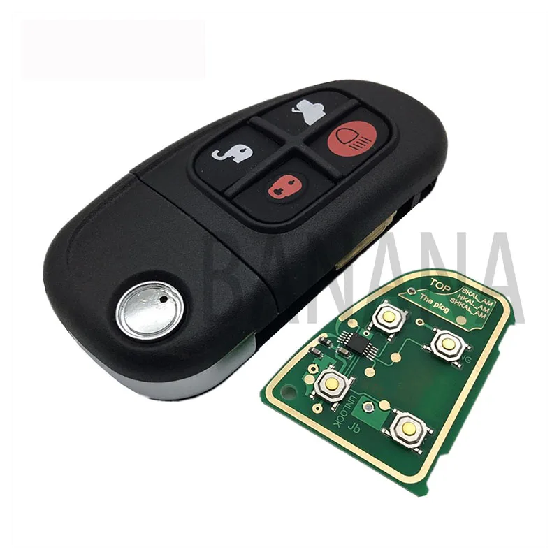 

Ключ дистанционного управления для Jaguar, 4 кнопки, складной пульт дистанционного управления, частота 433, 4D6 0, чип транспондера, неразрезанное ...