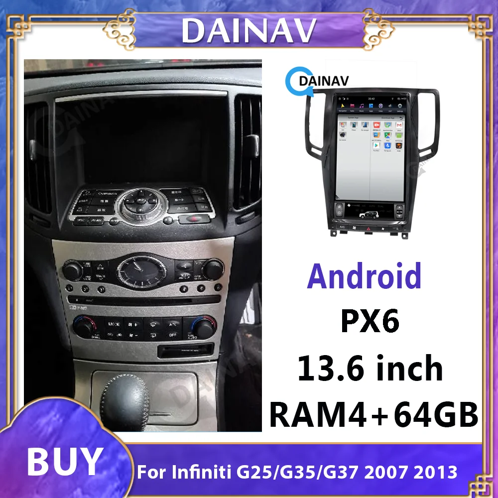 13 6 дюймов Автомобильный Радио Мультимедийный DVD плеер для Infiniti G35 2007 вертикальный